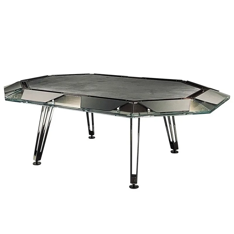 Club Italian Crystal Glass Chip Chess and Card Table