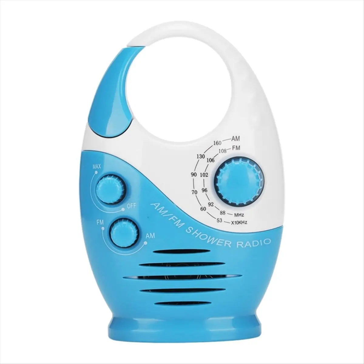 A14G Waterproof Shower Radio, AM/FM Radio with Adjustable Volume Speakers, Portable Speakers with Hook Handle