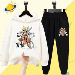 Bugs Bunny cartoon children's hoodie set cartoon print autumn/Winter long sleeve sweatshirt boy/girl Kawaii casual top gift