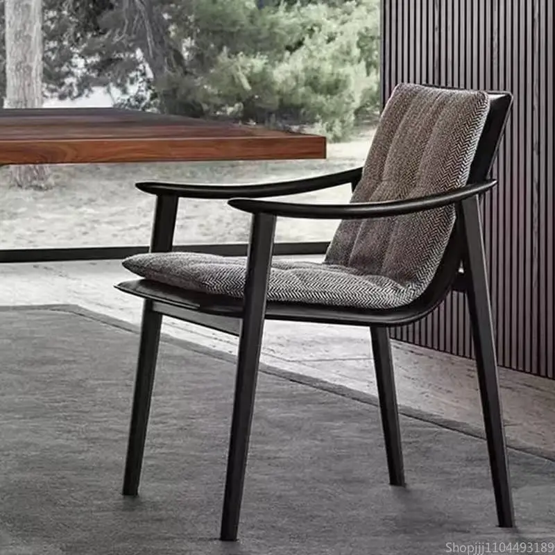 كرسي طعام من الجلد الطبيعي بتصميم إيطالي، للاستخدام المنزلي من الخشب الصلب الراقية، كرسي بذراعين من خشب الرماد للشاي، كرسي مكتب.