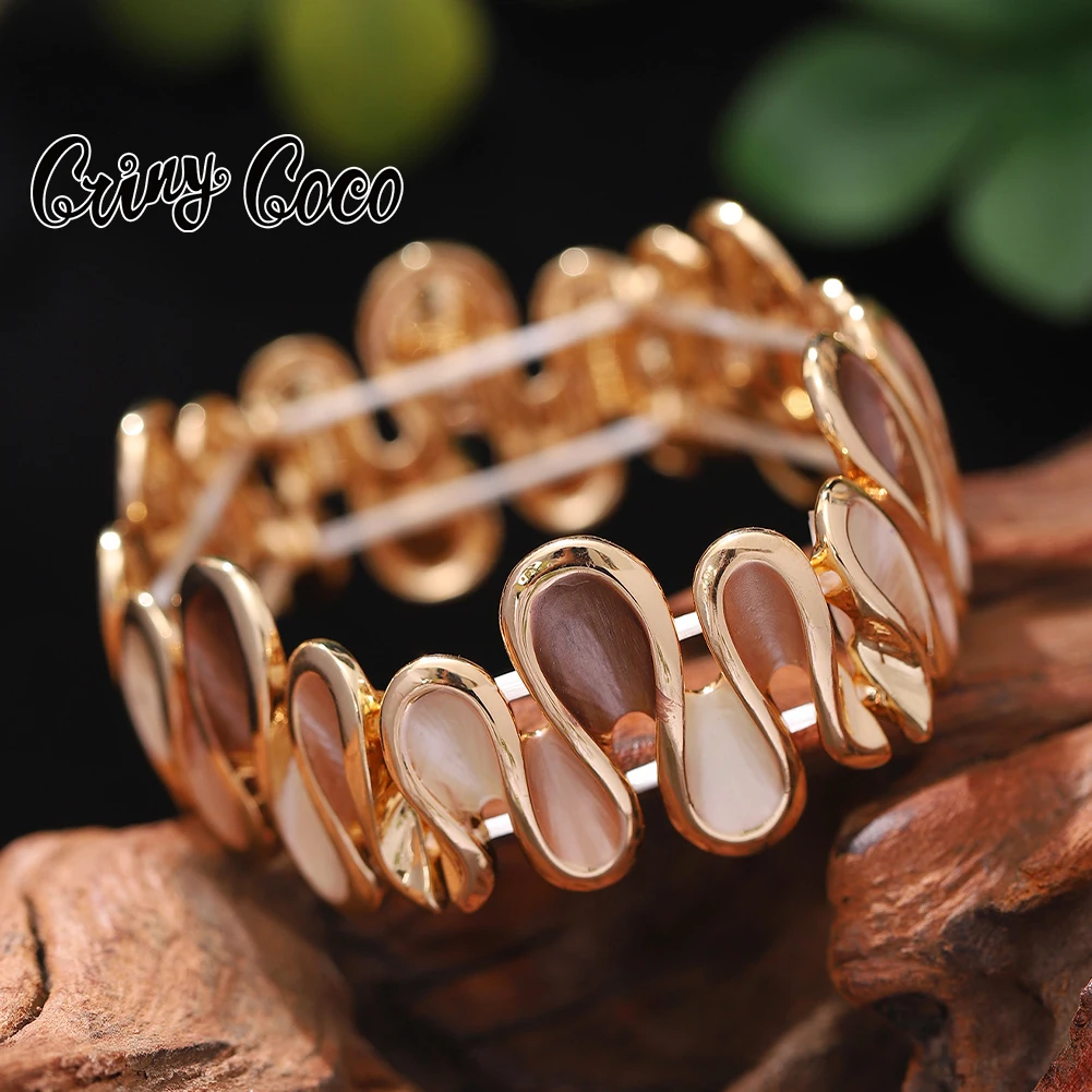 Cring Coco Fashion Bracelet Scalable Folding Irregular Shape Luxury Jewelry Bangle Zinc Alloy Bangles Lover Mother's Day Gift