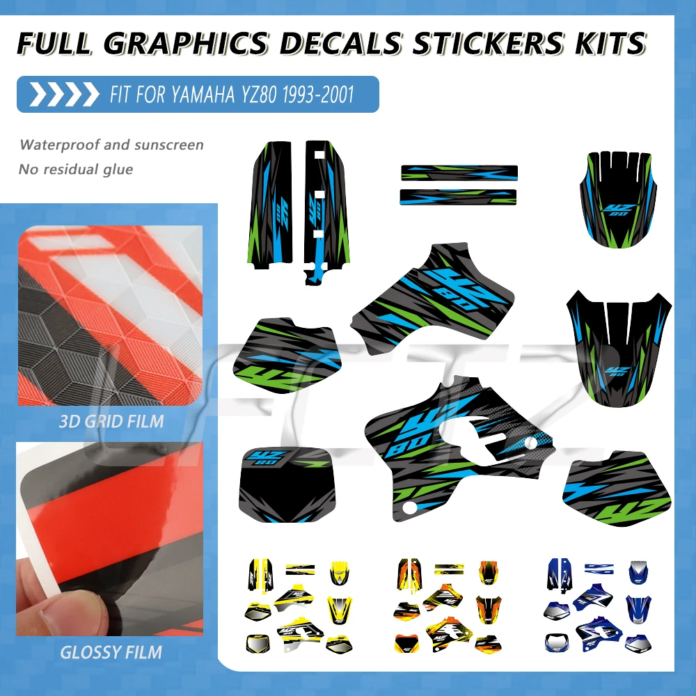 Fit for Yamaha YZ80 YZ 80 1993-2001 Off-Road Motorcycle Background Fairing Graphics Decals Sticker Kits