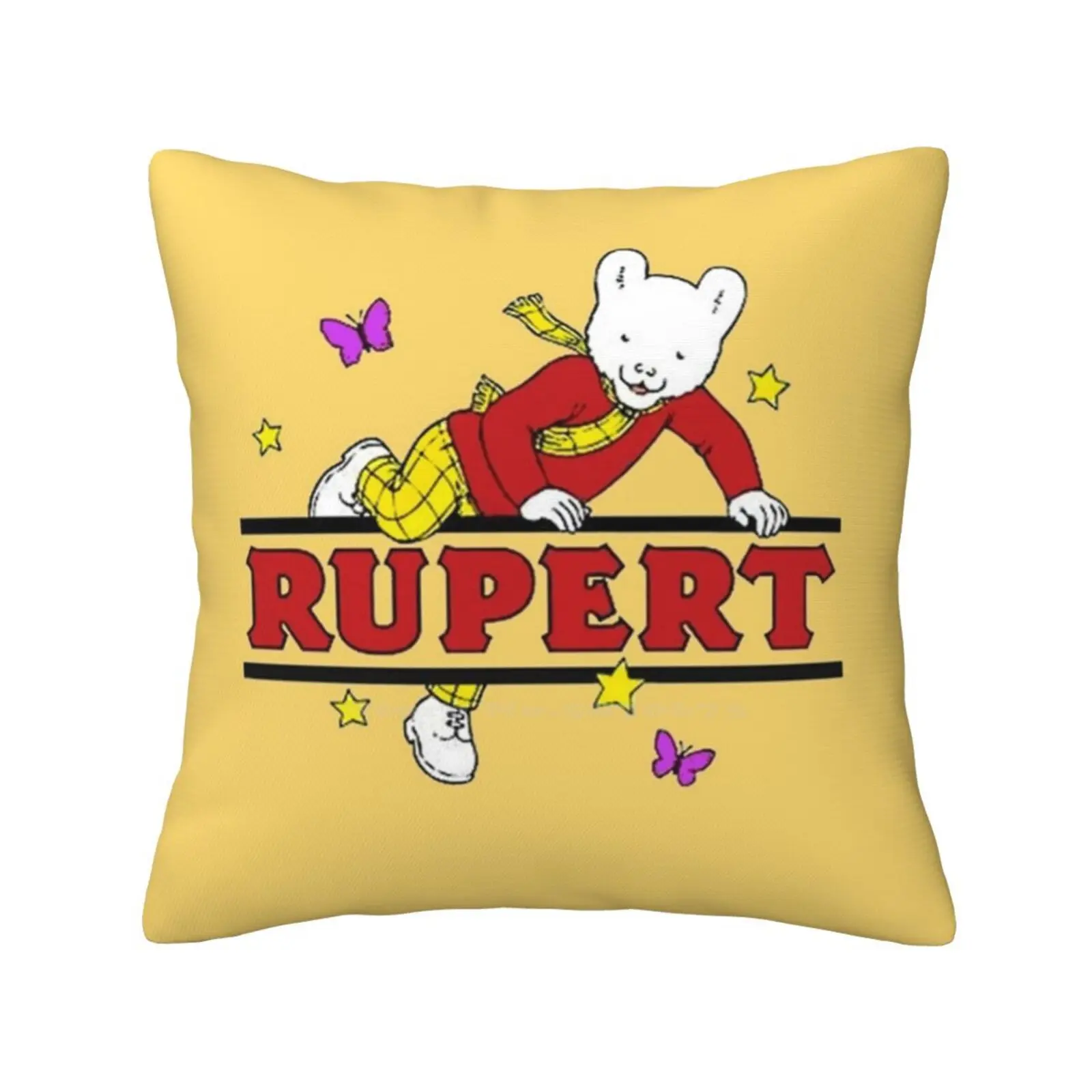 Rupert Bear Kids T-Shirt Design Fuuny Rupert Bear Pillow Cover Hug Pillowcase Rupert Bear And Friends Comics Uk Nostalgia