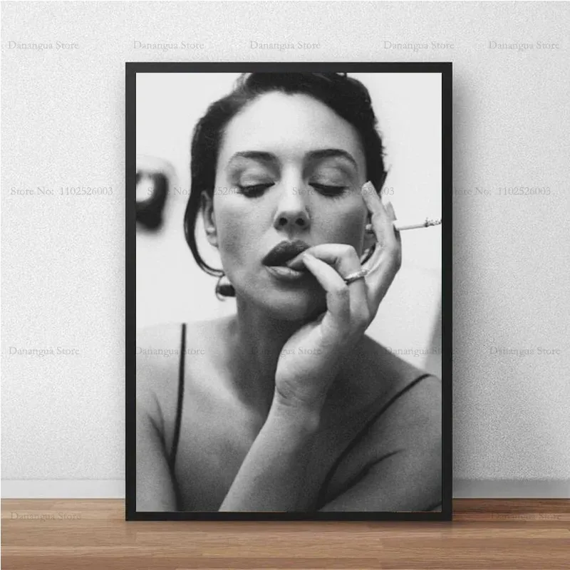 monica bellucci cigarette poster Monica Bellucci Sexy Actress Movie Star Black White Poster Poster Prints  Wall Art Canvas Painting Picture Photo Room Home Decor