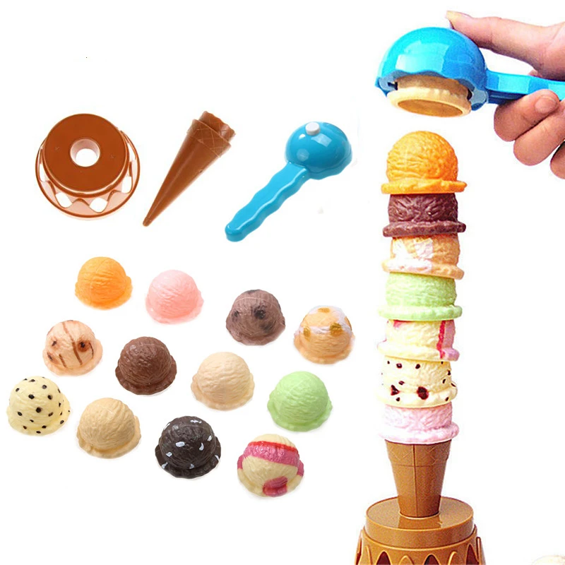 

Ice Cream Balance Game Toy Set for Kids Pretend Play 15Pcs Children Food Kitchen Toy Educational Toys for Baby Children Gift