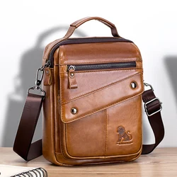 Head layer cowhide retro trendy shoulder bag for men's cowhide large capacity portable crossbody bag