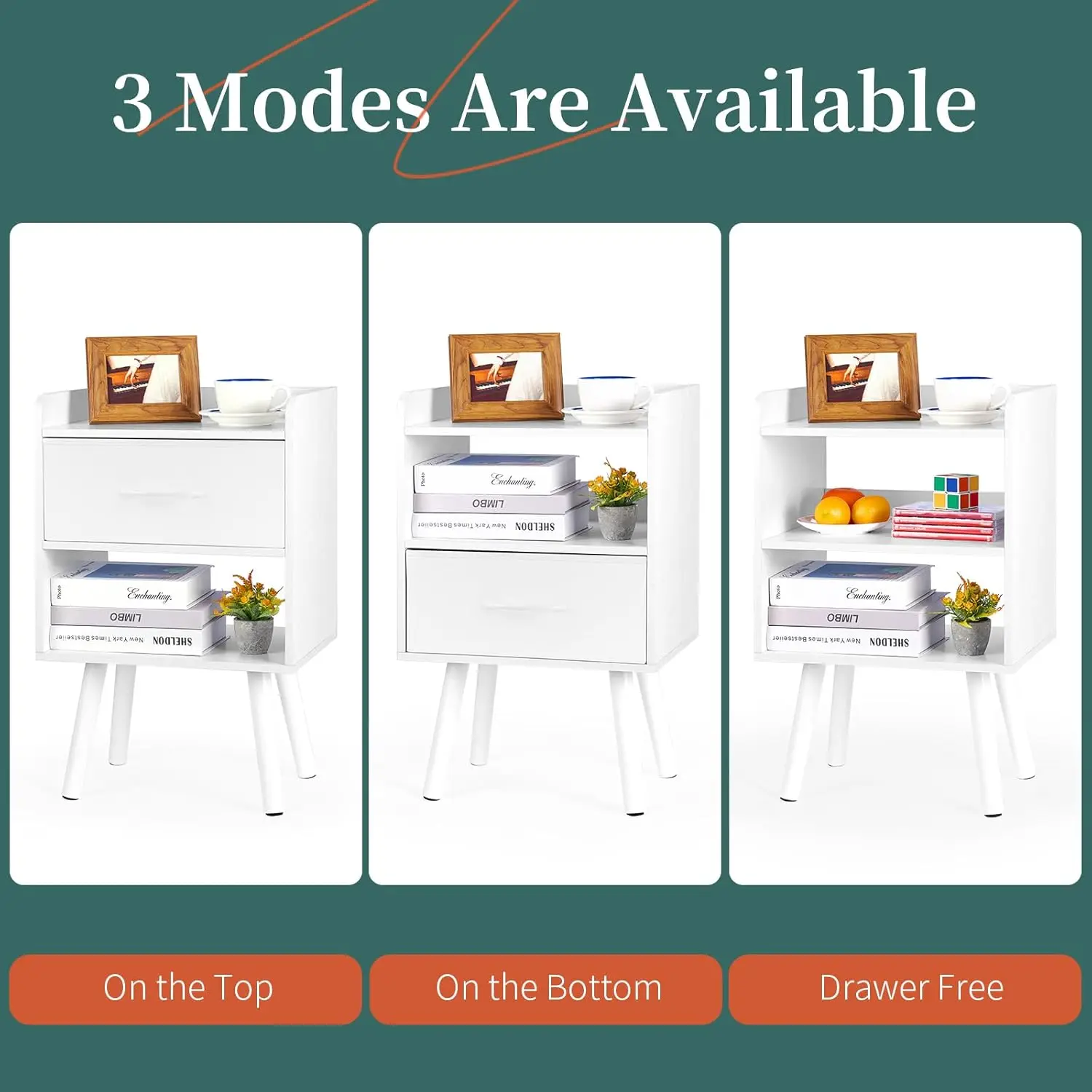 ขาตั้งกลางคืนพร้อมลิ้นชัก, โต๊ะข้างเตียงสไตล์โมเดิร์น, โต๊ะข้างเตียง, โต๊ะข้างเตียงกลางศตวรรษพร้อมชั้นวางแบบเปิด, โต๊ะข้างเตียงไม้,