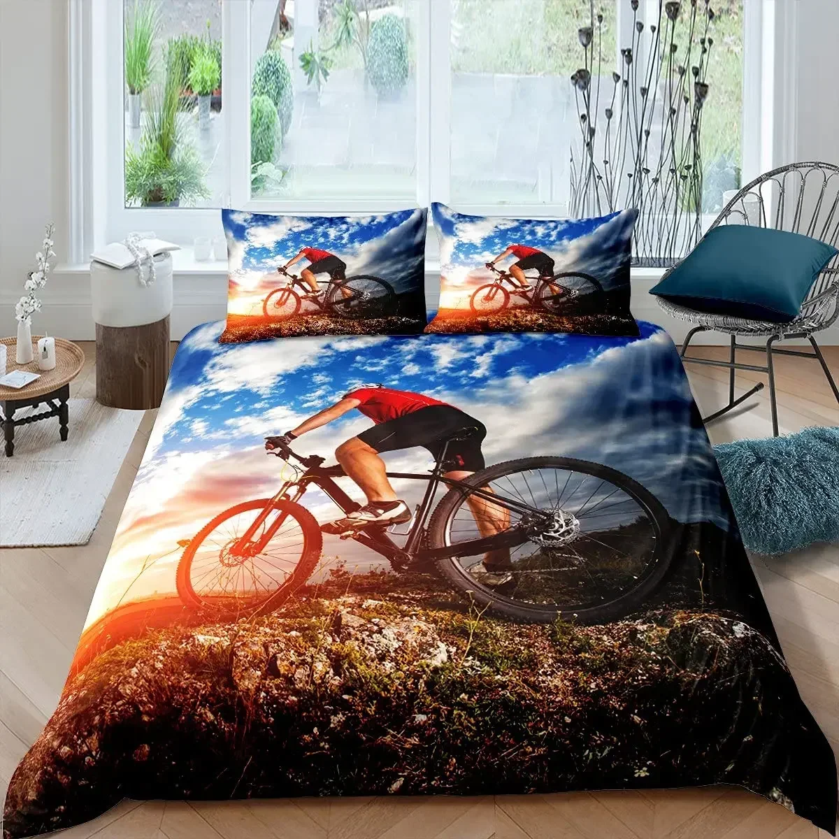 

Bicycle Mountain Bike Sport Game Tie Dye Pattern Comfortable Duvet Quilt Cover Pillowcase Bedding Set Decoration Home Textile