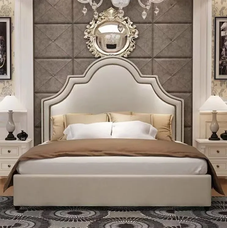 Italian Luxury Bedroom Set Modern Comfort Top Grain Leather Bed Up-Holstered King & Queen Sizes for Bedroom Furniture