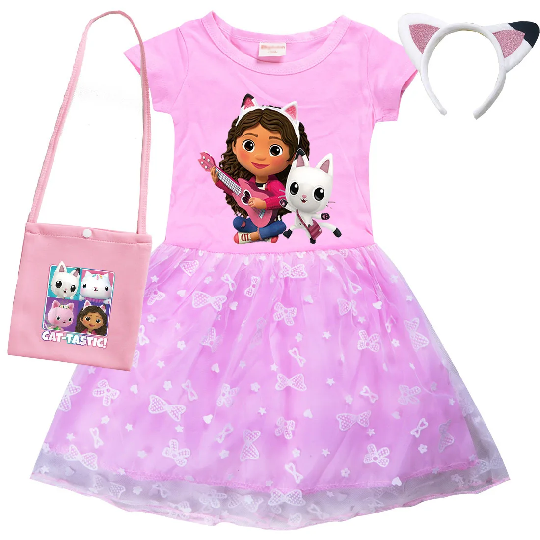 

Детское летнее платье для кукольного домика Gabby, милое кружевное платье принцессы с кошками для маленьких девочек, платья для дня рождения + сумка