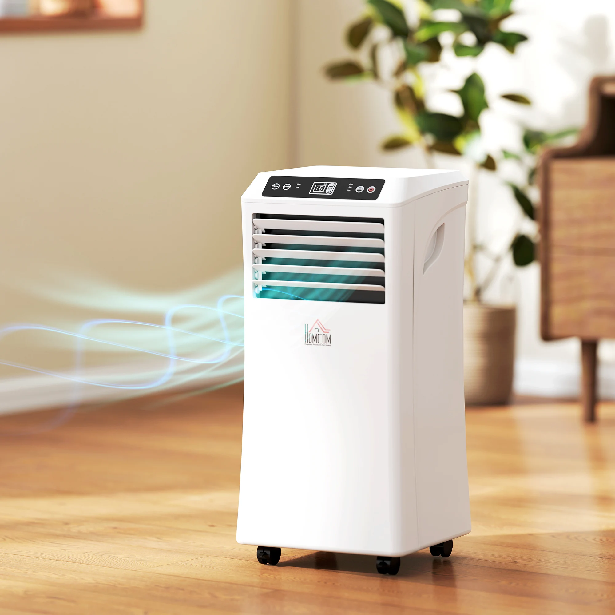 10000 BTU Mobile Portable Air Conditioner with Cooling, Dehumidifier and Ventilating, 2 Speed Fans, 24-Hour Timer, White