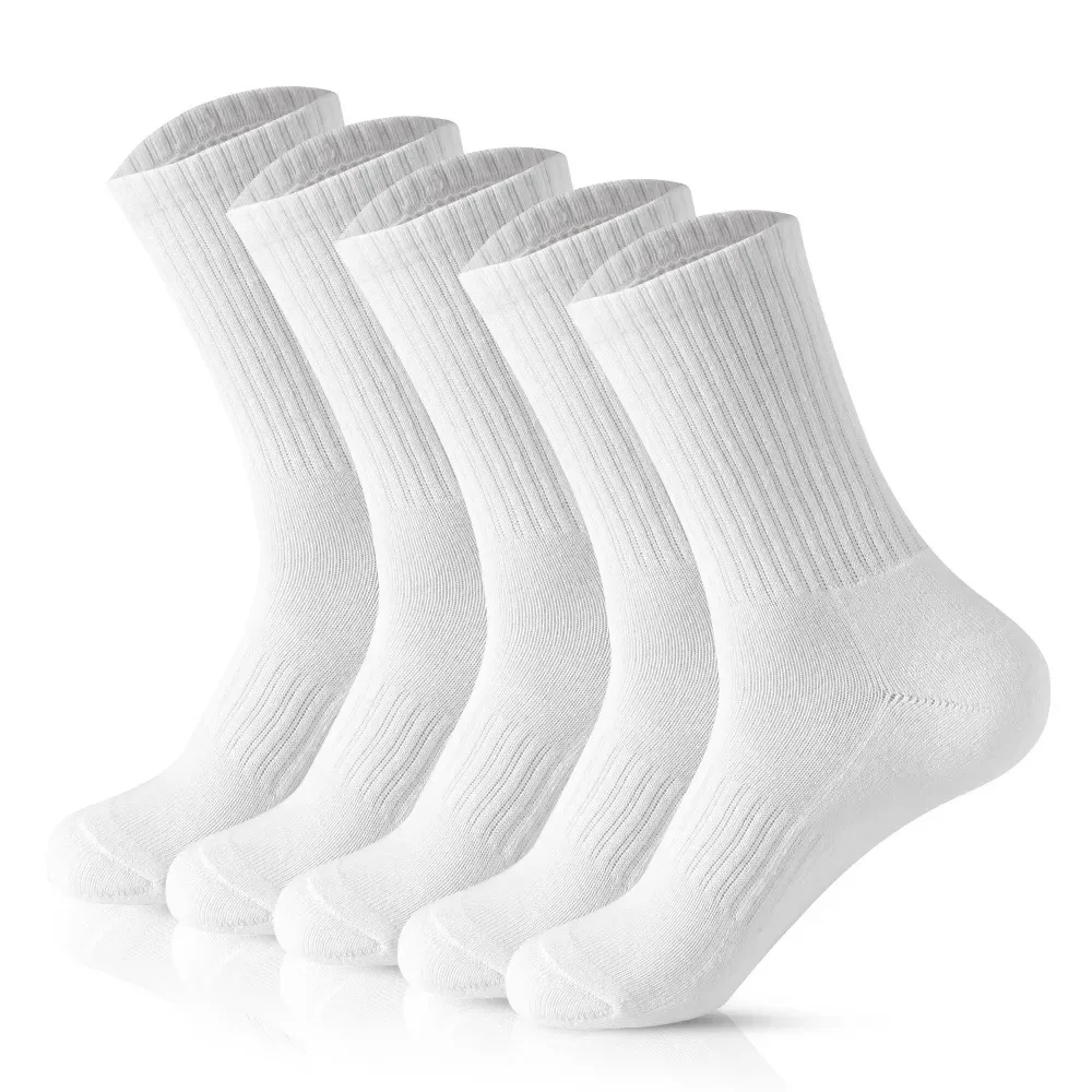 Chaussettes en coton respirantes pour hommes, chaussettes de rinçage, noir et blanc, printemps et automne, lot de 5 paires