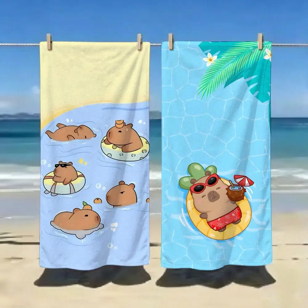 Summer Vacation Capybara Beach Chill Towel ultra-fine fiber quick drying absorbent bath towel, outdoor swimming sports towel