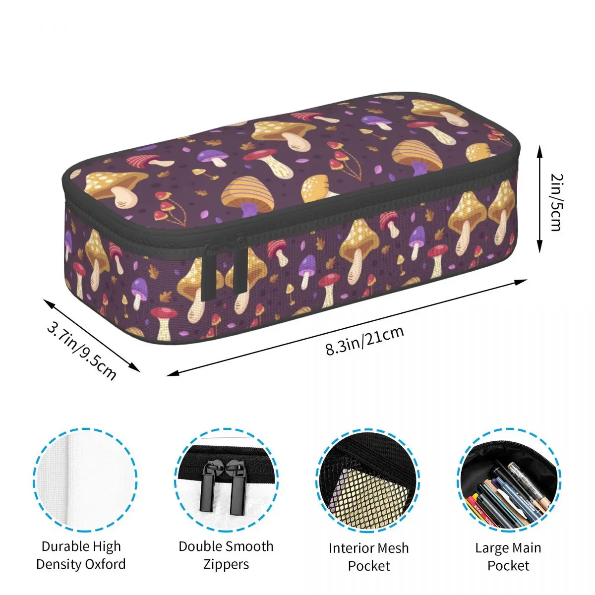 Customized Cute Mushroom Pattern Pencil Cases for Girls Boys Large Capacity Pencil Box School Accessories