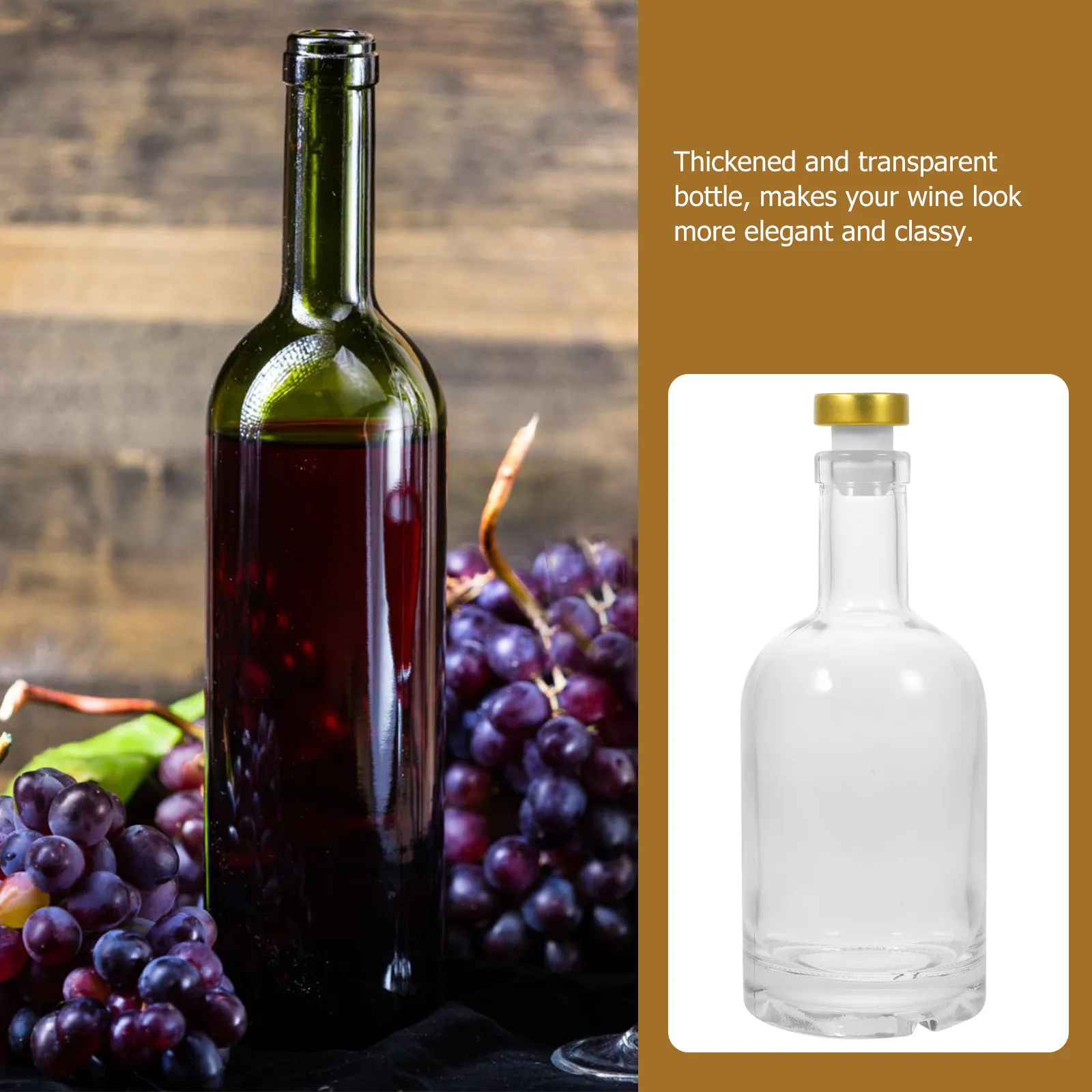 2Pcs Thick Bottom Glass Wine Bottle Large Capacity Whiskey Vodka Liquor Decanter Sturdy Screw Texture Bottom Bar Home Decor