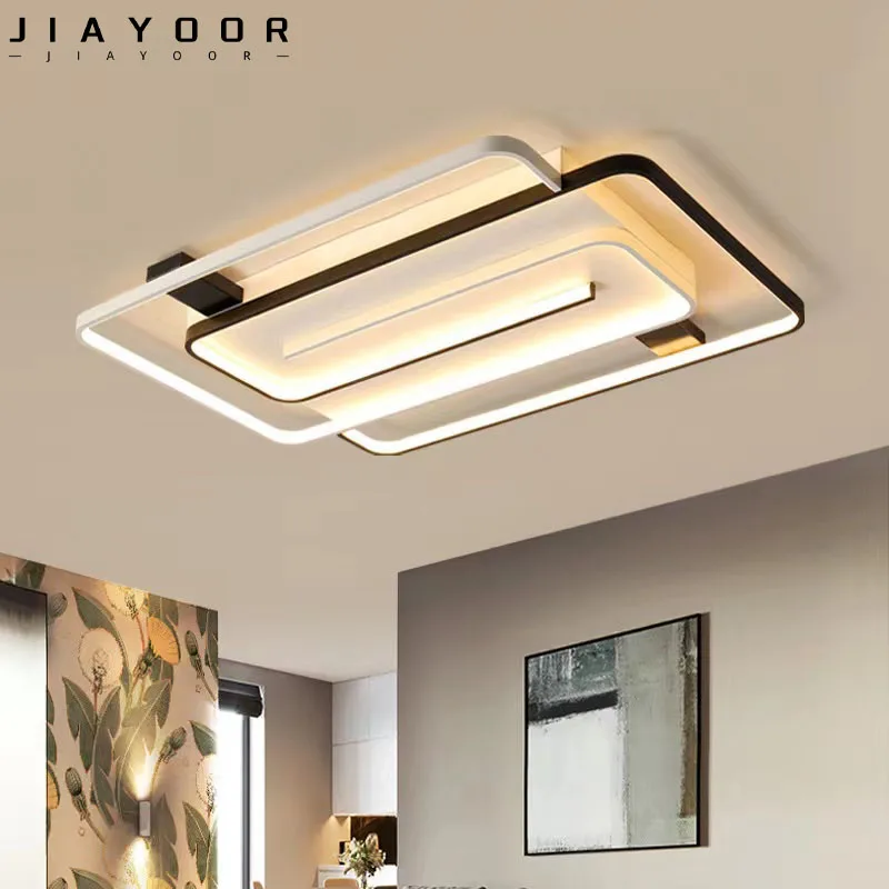 

Modern Black And White Square Bedroom LED Chandelier Living Room Dining Room Kitchen Attic Indoor Home Decoration Ceiling Light