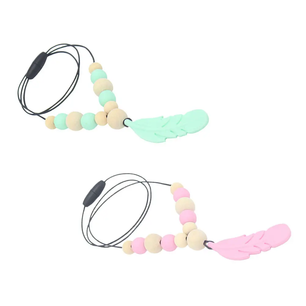 

2Pcs Chew Necklaces for Baby Teething Molar Relief Sensory Friendly Design Ideal for Newborns and Autism Support