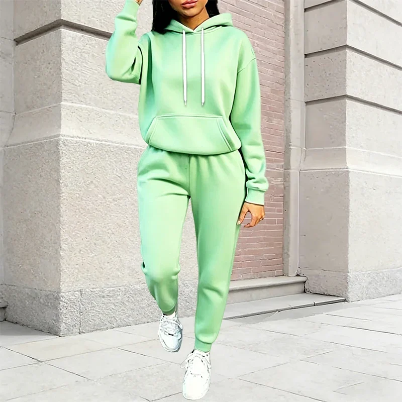 Daily Jogging Sport Autumn Winter Women Tracksuit Outfits Fashion Casual Printing Hooded Suit Quality Ladies Woman Two piece Set