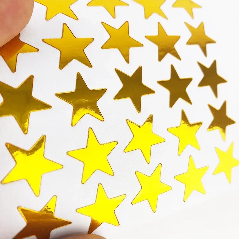 350pcs Mini Gold Silver Colorful Five-pointed Star Sticker Scrapbook Decor Materials Kindergarten Baby Rewards Thank You Sticker