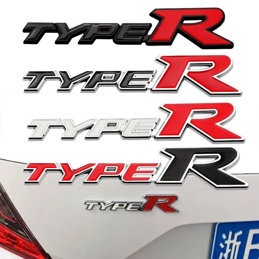 3d Metal Letters Logo Type R Emblem Letter Car Front Grille Badge Rear Trunk Sticker For Car Accessories