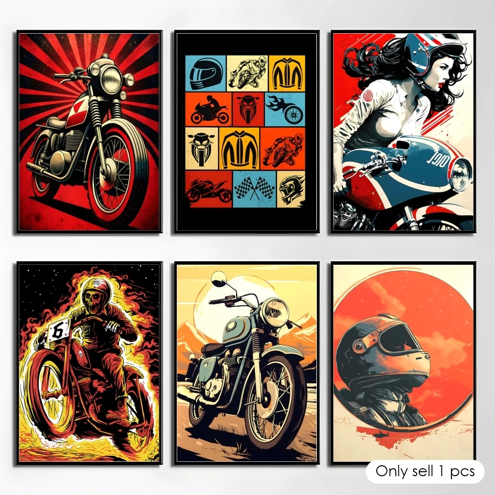

Retro Motorcycles Poster HD Art Mural Wallart Waterproof Vintage Print Decor for Home Decoration DIY Durable
