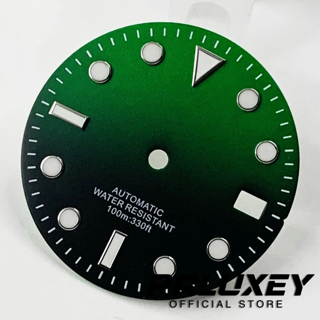 Nh35 29mm Black Yellow Orange Green Watch Dial Green Luminous Watch Faces for NH35 4R35 Movement Replacement Parts