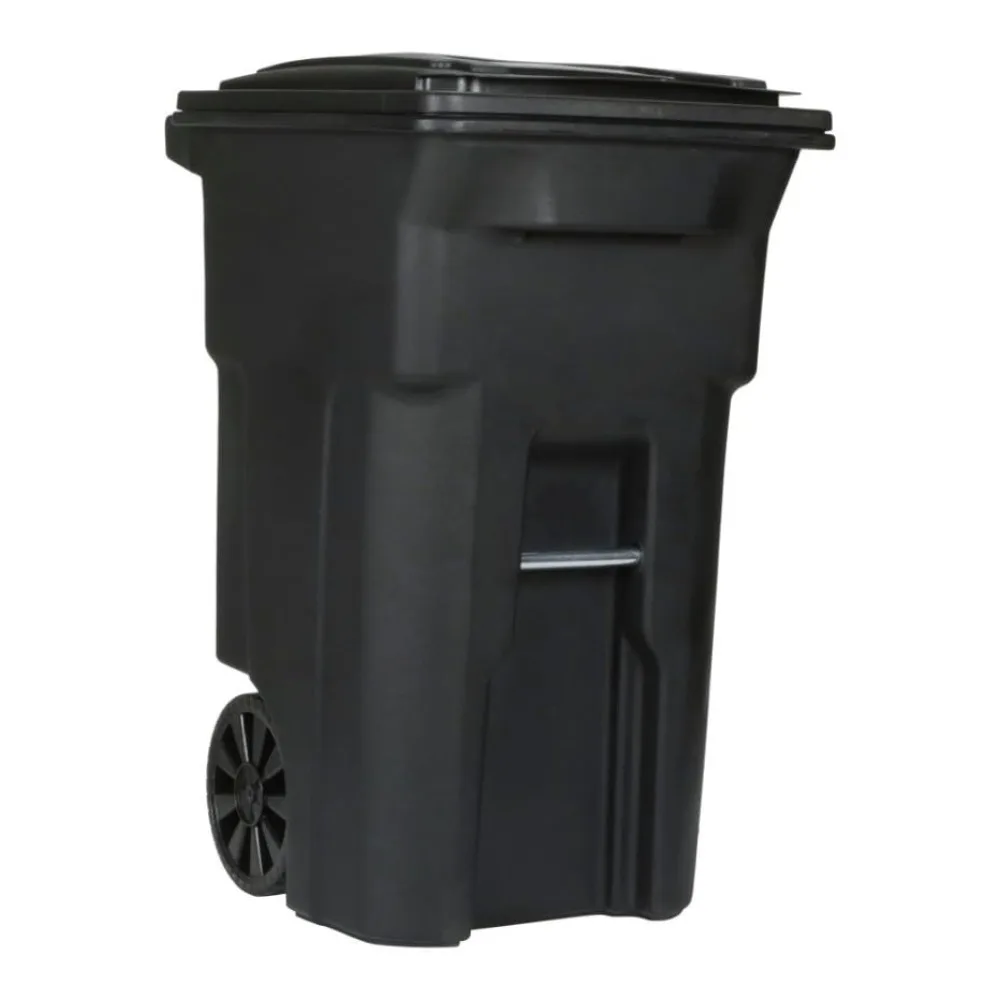 Sixty Four Gallon Trash Can, Two Rugged Wheels, Ergonomic Handle And Lid, Heavy Duty Construction, For Home Use