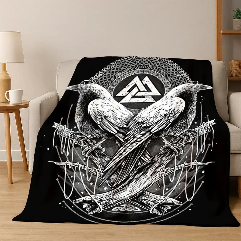 Viking WarriorSymbol Valknut Nordic Valhalla Flannel Blanket Soft Warm Throw Blanket for Bedroom Living Room Bed Travel Camping