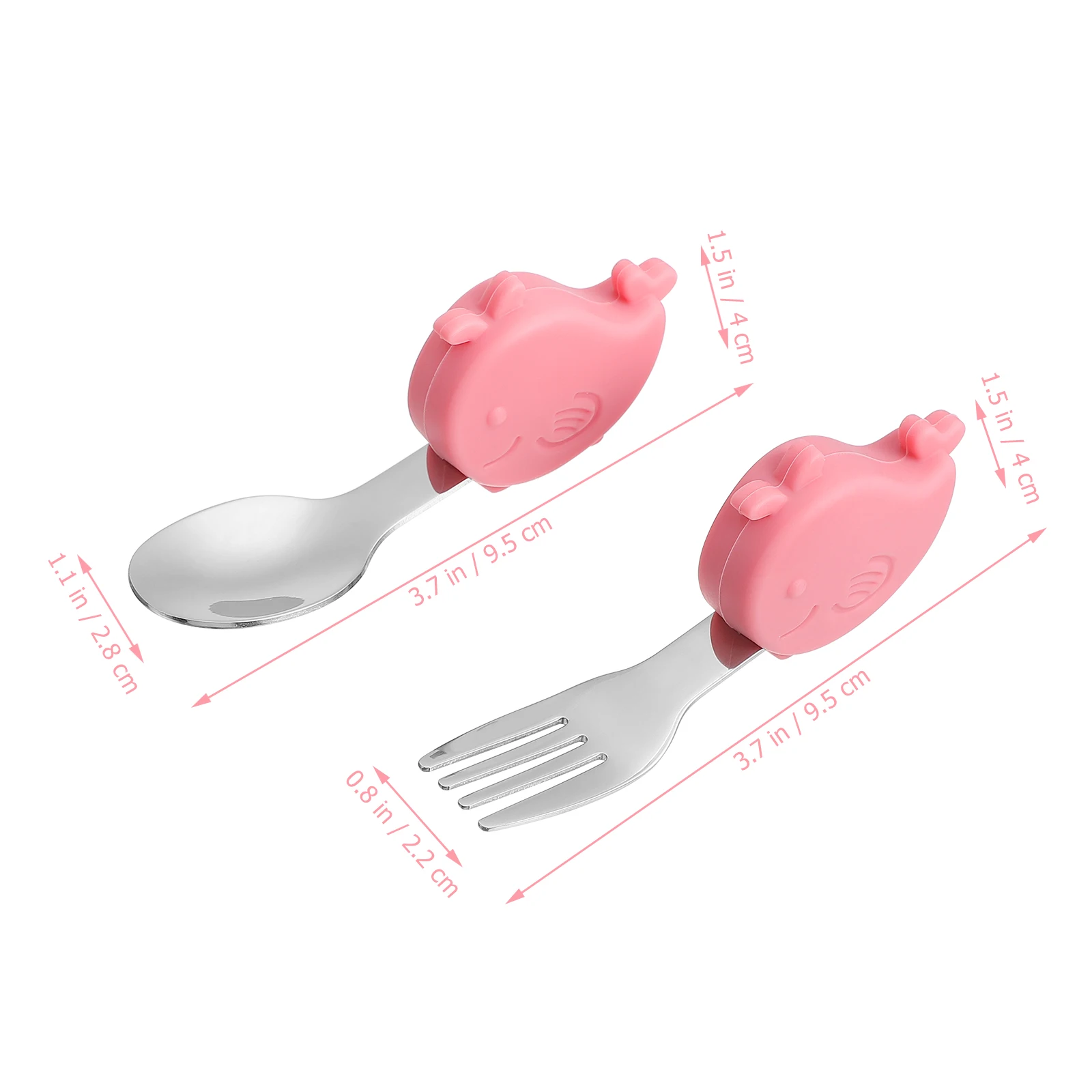 

Baby Spoon Fork Set Safe Stainless Steel Silicone Self Feeding Portable Toddler Utensils Eating Tool Complementary