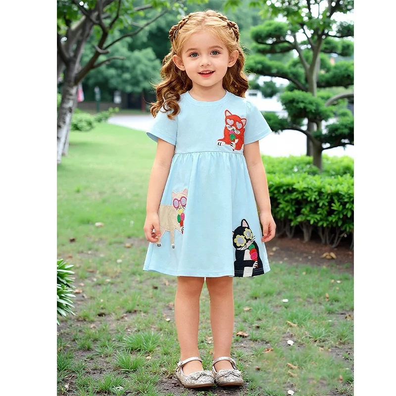 

Новое летнее хлопковое платье для девочек с милым мультяшным принтом животных