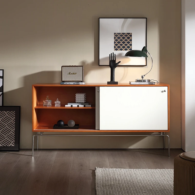 

Dining side cabinet Modern simple light luxury retro storage cabinet Household solid wood side cabinet Medieval living room