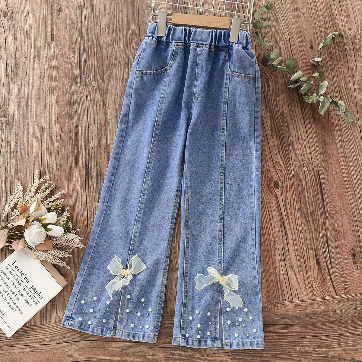 Children Clothing Pants for Girls Jeans Teenagers Cute Bow Trousers Spring Autumn Baby Kids Clothes Jeans 4 5 6 7 8 9 10 12 14 Y