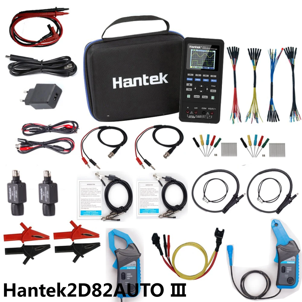 Hantek2D82AUTO-III Instrumento de diagnóstico automático portátil 4 en 1 Multímetro de fuente de señal de osciloscopio automotriz de 80 MHz