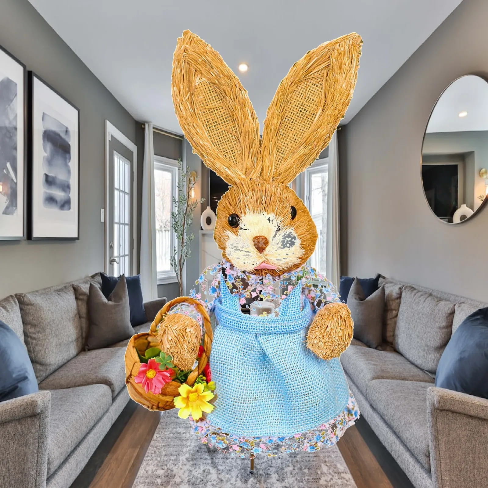 Straw Bunny Figurine DIY Material Pack Parent Child Craft Cartoon for Kids