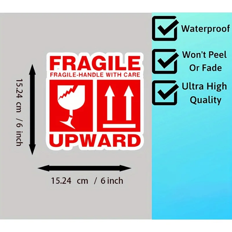 1Pc Fragile Handle With Care Vinyl Decals, Waterproof, UV Resistant, Easy Apply No Residue, for Car, Laptop, Luggage, Helmet