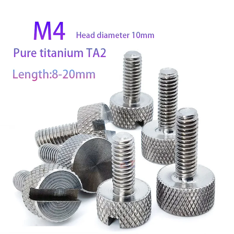 برغي ملتوي يدوي TA2 من التيتانيوم النقي، مشبك مقلاع مشقوق، برغي يدوي على شكل زهرة متدحرجة M4 Length8/10/12/14/16 مم