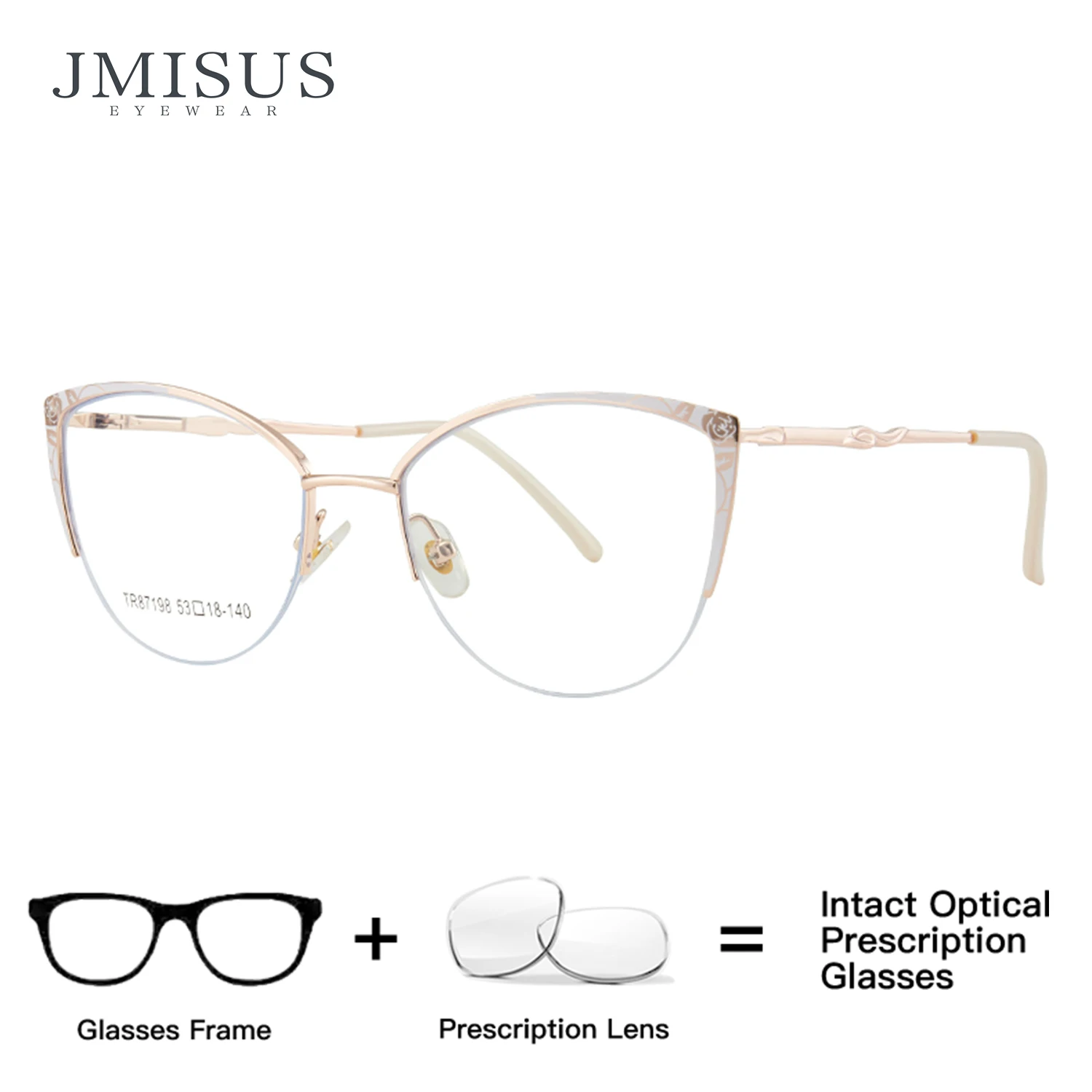 

JMISUS 2025 модные прогрессивные очки Cateye по рецепту, очки для близорукости, высококачественные металлические оптические очки-бабочки