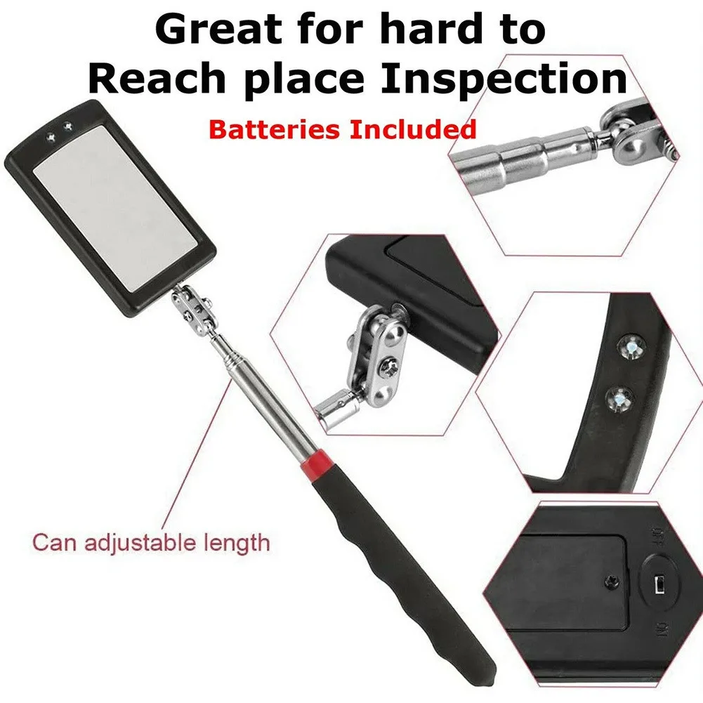 Bright Inspection Mirror Extendable Illuminate LED Lighted Mechanic Swivel Telescoping Tool Hot Sale New Bright