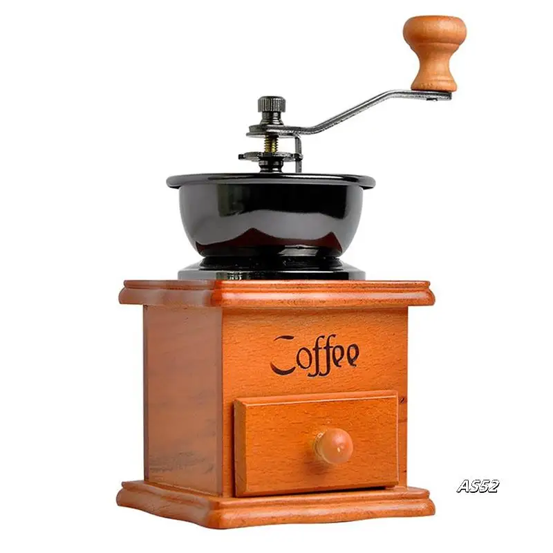 

Manual Coffee Grinder, Wooden Coffee Mill With Burr, Vintage Retro Hand Grinder Wooden Burr Mill Tool (Brown)