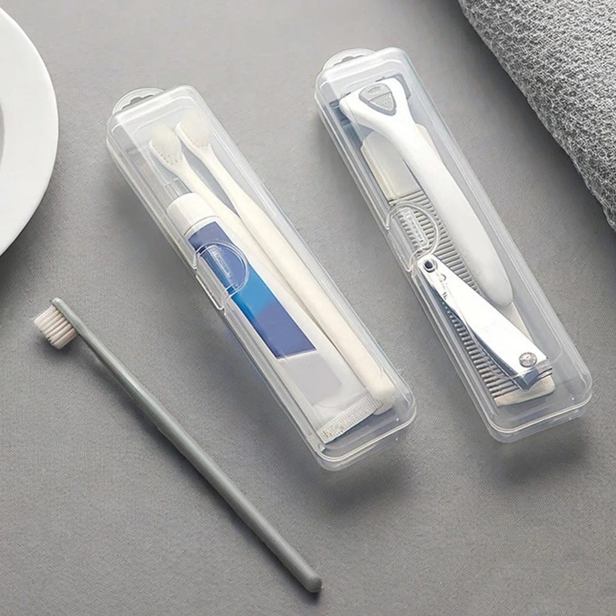 Portable Dustproof Toothbrush Storage Box Outdoor Travel Transparent Plastic Toothbrush Holder Toothpaste Storage And Organizer