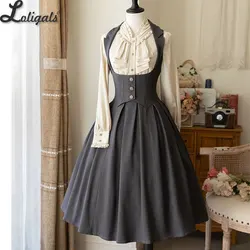 Classic Lolita JSK Dress Elegant Halter Neck Under Bust Party Dress / Long Sleeve Shirt ~ Forest in Autumn