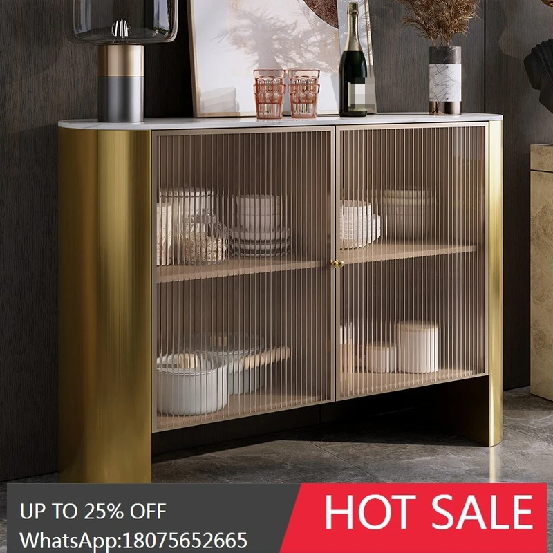 

HLZ Sideboard Cabinet Light Luxury Modern Simple Rock Slab Kitchen Sideboard Tea Nordic Wall-Mounted Storage Entryway Cabinet