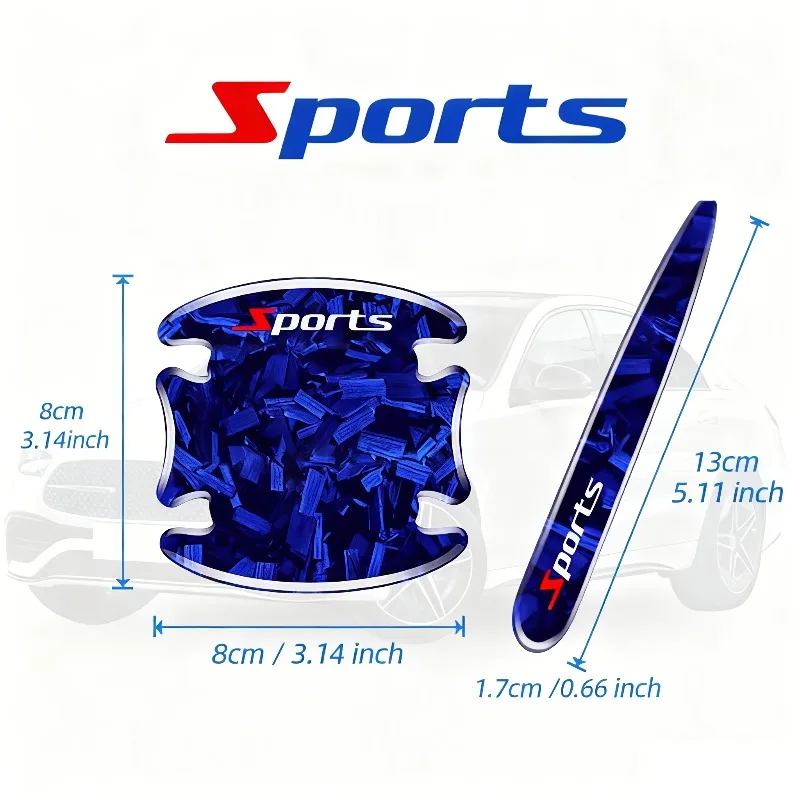 1 set carbon fiber car door wrist protection stickers door handle Anti collision decorative sticker Scratch-resistant wear view 2