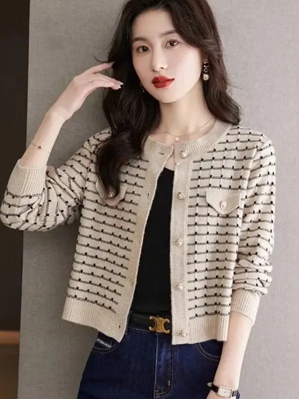 

Маленький вязаный свитер Fraance, пальто, женское весенне-осеннее новое поступление, осенняя одежда разных размеров, универсальный топ ранней осени