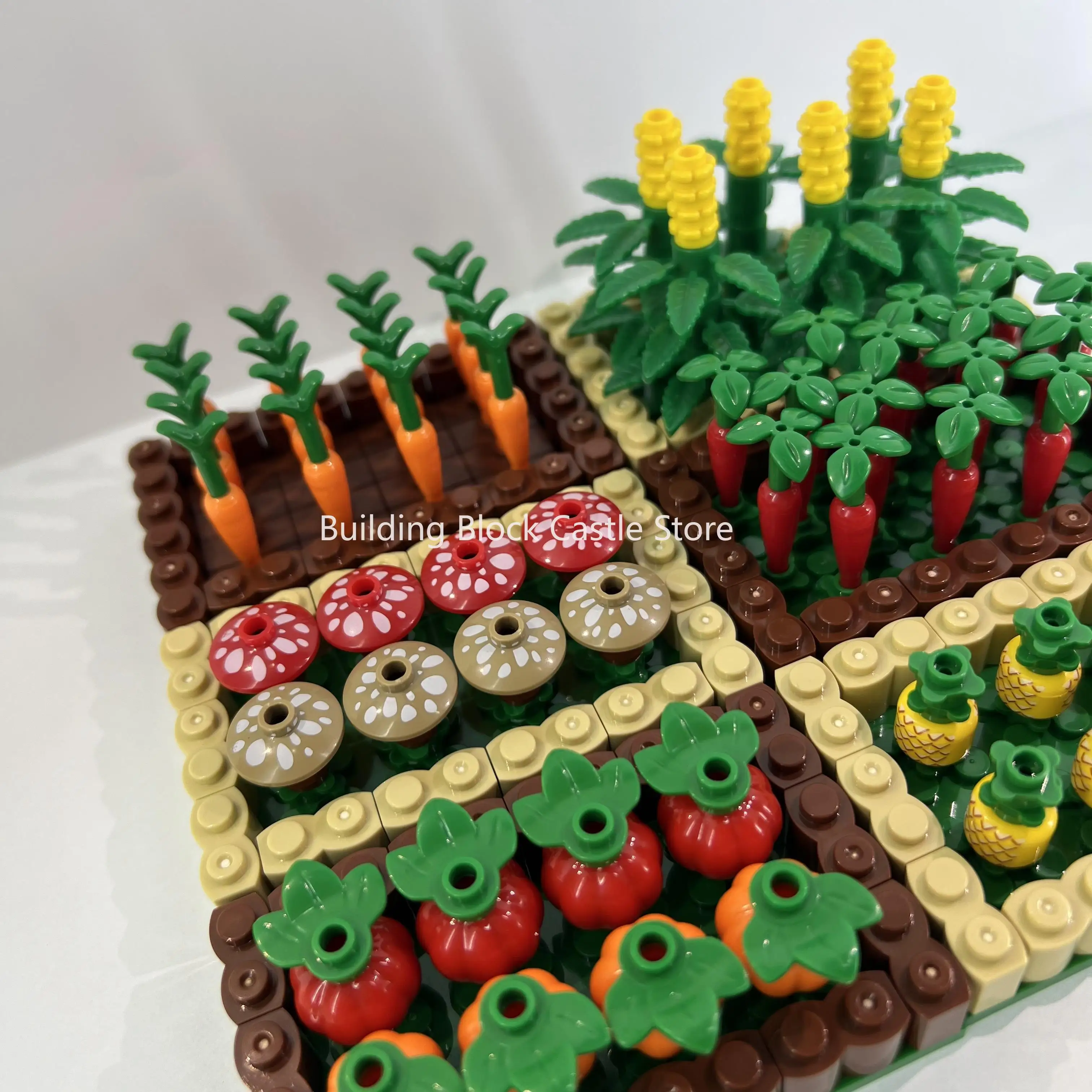 MOC Orchard Vegetable Plot Pumpkin Corn Pineapple Mushroom Radish Creative Scene Small Particle Building Block Toy Model.