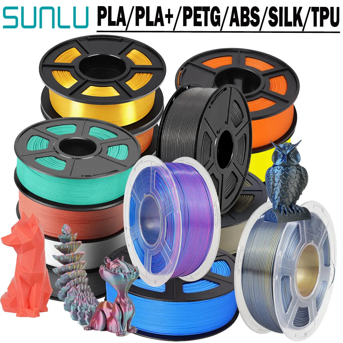 

SUNLU 3D Filament PLA/PLA META/PETG/ABS/TPU/PLA MATTE 1.75mm 10Roll 1KG/0.5KG 3D Printer Filament for 3D Printer