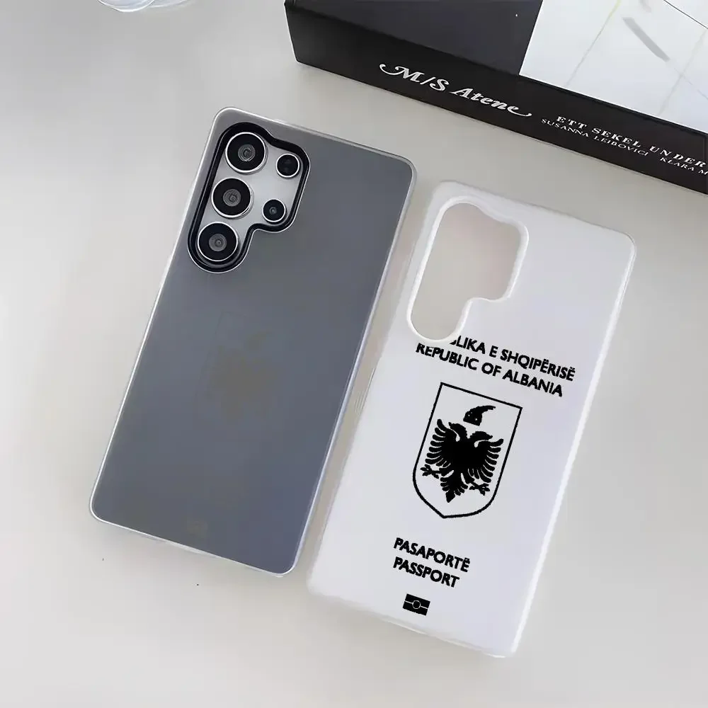 Albania Passport LOGO Phone Case For Samsung Galaxy S25 S24 S23 Ultra Jelly Clear Case Soft TPU 2-in-1 Shockproof Cover
