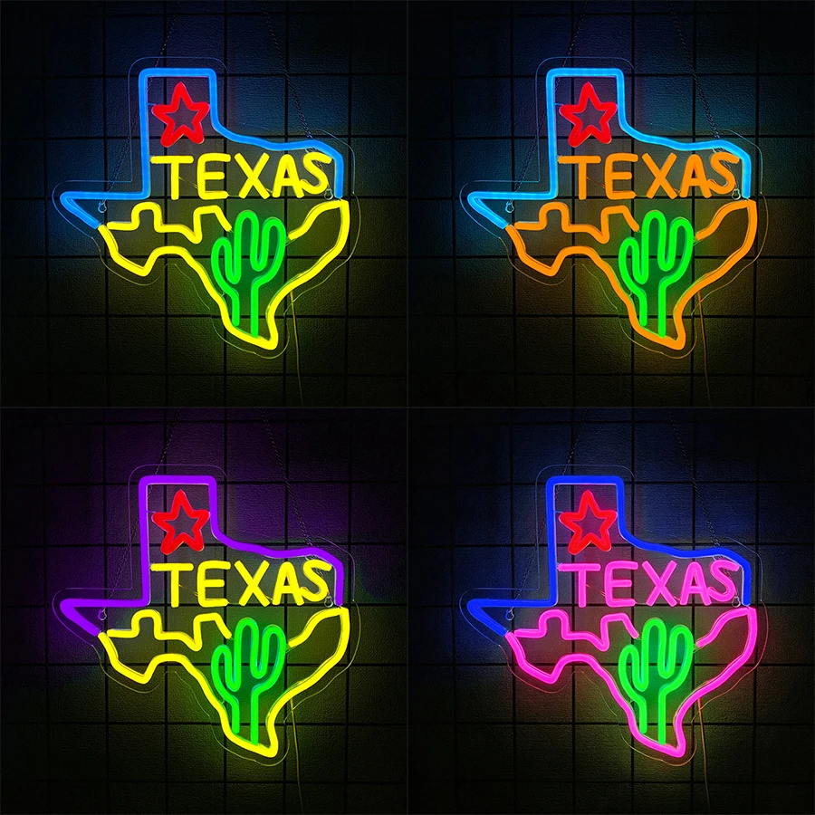 Texas Led Neon Sign, Texas Longhorn Icon Wall Art Decor, Suitable For Beer Bars, Restaurants, Clubs, Parties, Man Cave Game Room