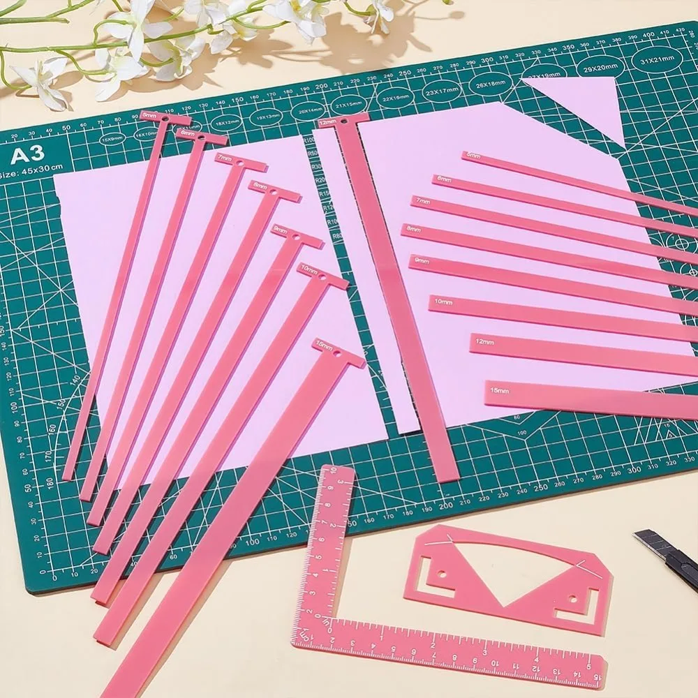 مجموع 18 قطعة أداة تجليد الكتب أداة تجليد الكتب سهلة سكرابوكينغ أداة T-شكل الحكام غلاف الكتاب دليل لصنع الكتب مع العمود الفقري #4