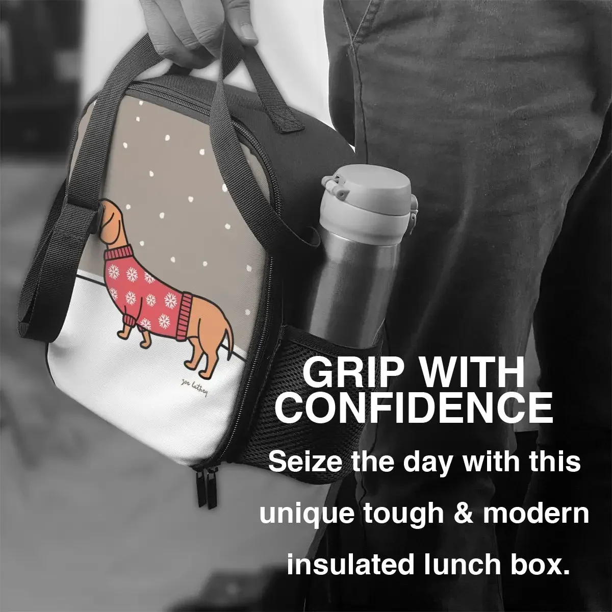 Christmas Dachshund In The Snow Insulated Lunch Bags for Puppy Dog Resuable Cooler Thermal Food Bento Box Kids School Children